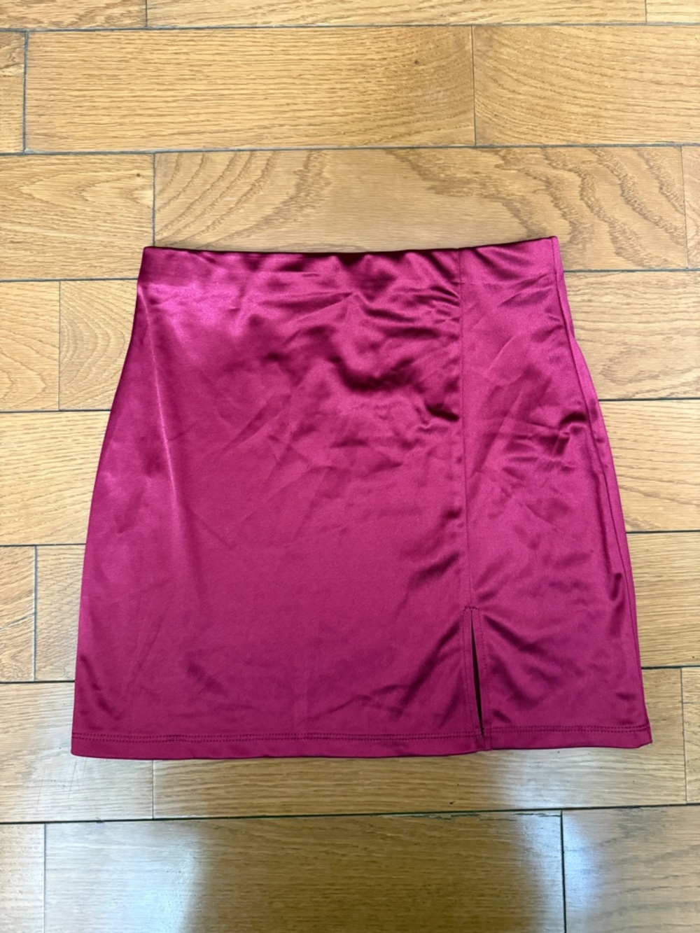 Forever 21 Satin Mini Skirt in Berry Plum